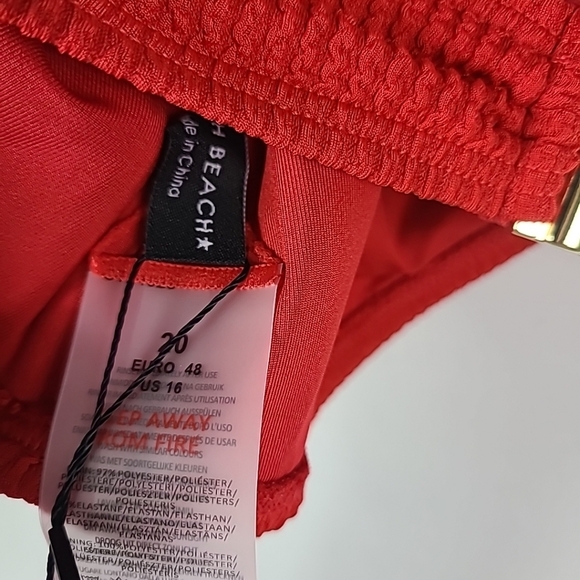 NWT South Beach Curve Knot Front Bikini Top Red Swimwear Sz US 16 - Picture 8 of 8